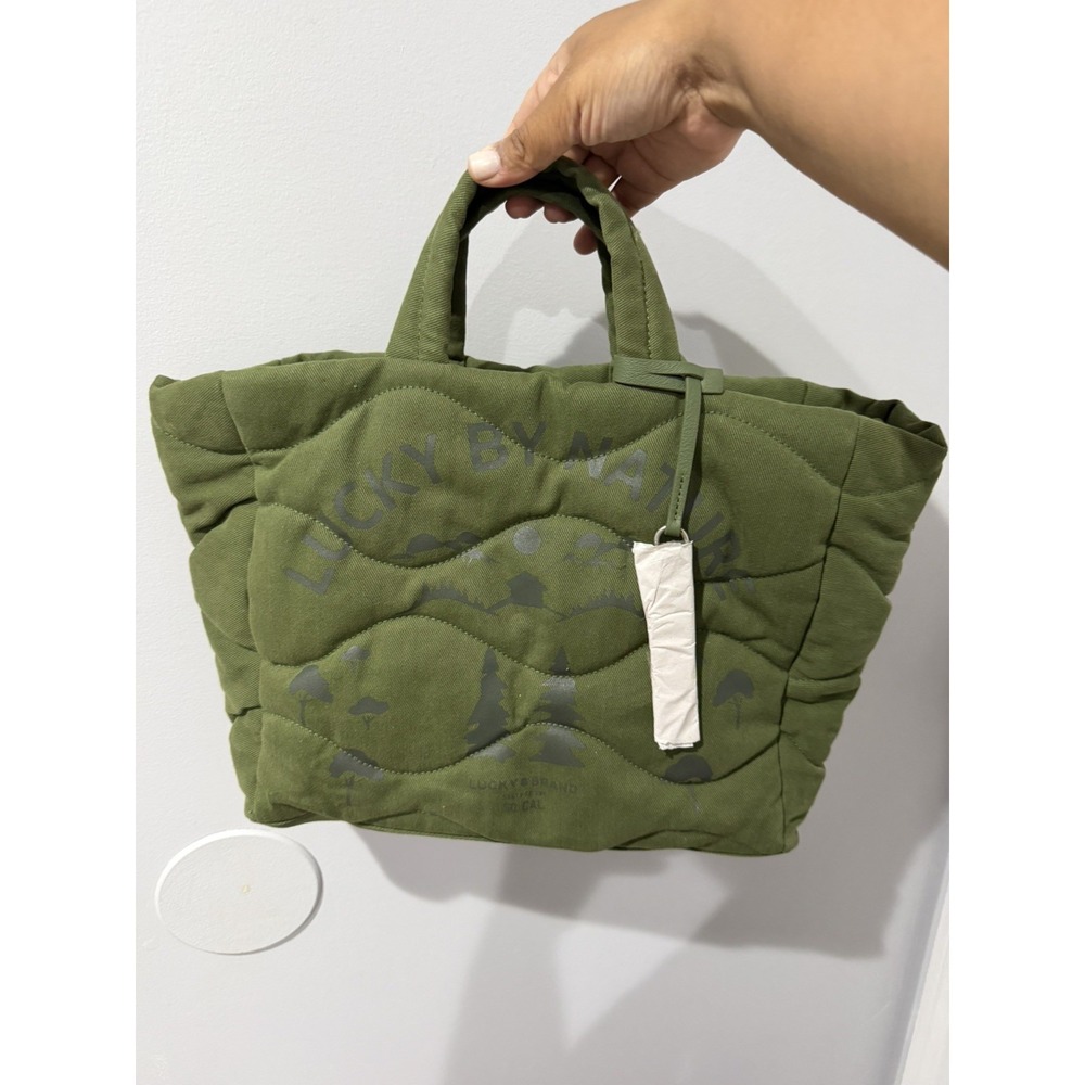 Lucky Brand Lucky By Nature Womens Tote Bag Loden Green Multi Quilted Design L